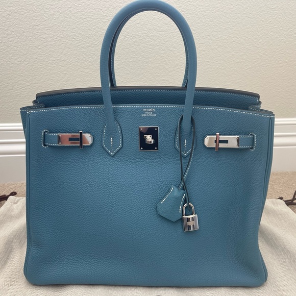 Hermes Handbags - **SOLD** Hermes Togo Birkin 35 Blue Jean PHW